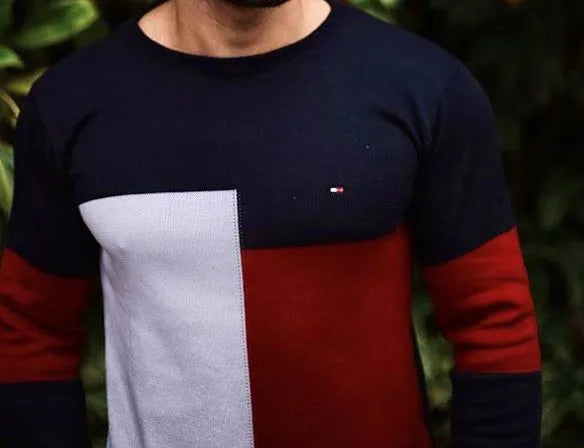 MOLETOM SUETER TOMMY AZUL MARINHO E VERMELHO